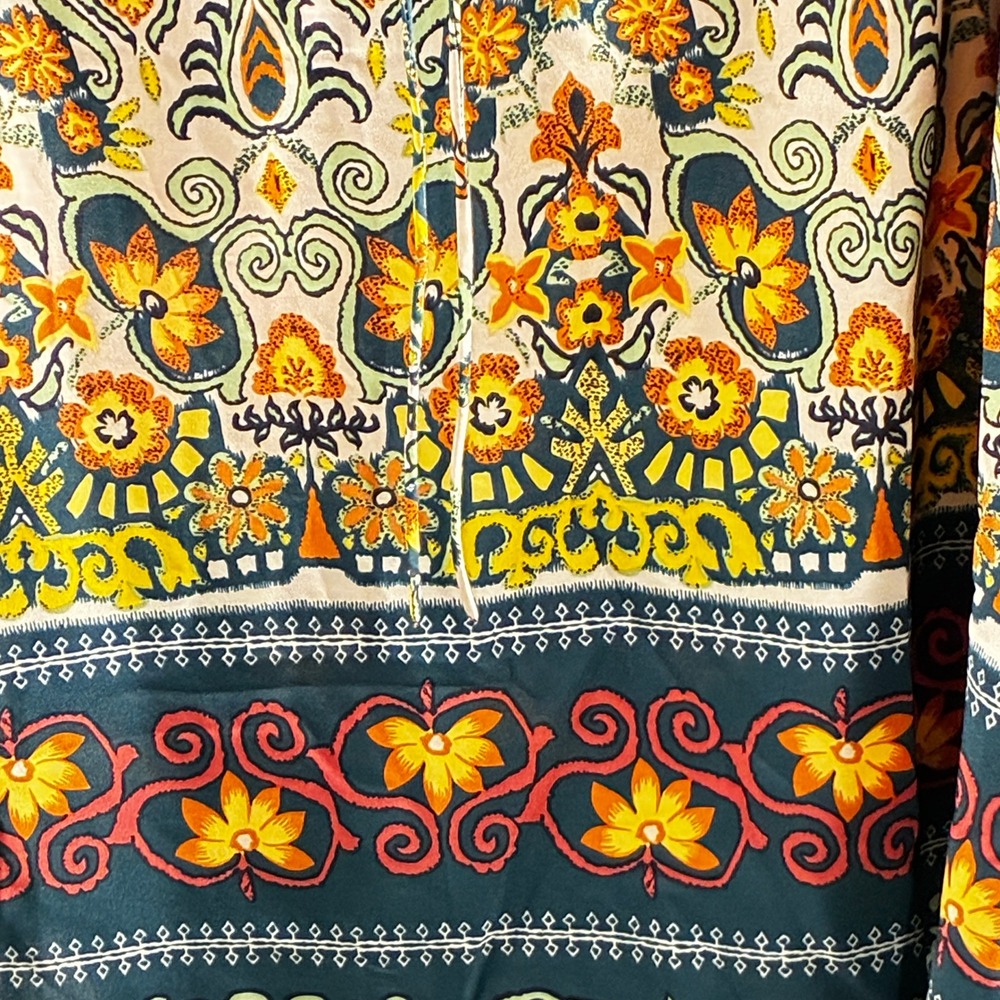 Bloomchic Boho Paisley Floral Lace Up Tunic Top Plus Size 28 NWT Multicolor Folk - Picture 3 of 16